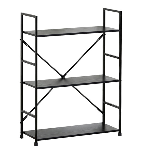 Βιβλιοθήκη-ραφιέρα Manlo pakoworld μαύρο μέταλλο 58.6x23.5x80εκ