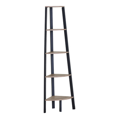 Γωνιακή βιβλιοθήκη Arvia pakoworld oak με μαύρο μέταλλο 53.4x37.8x160.3εκ