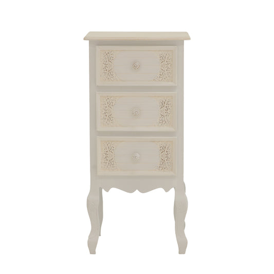 Κομοδίνο Pazlen Inart mdf σε λευκή αντικέ απόχρωση 40x34.5x82εκ