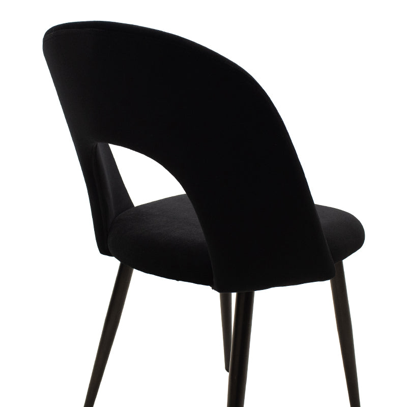 Καρέκλα Jonah pakoworld βελούδο μαύρο-μαύρο πόδι