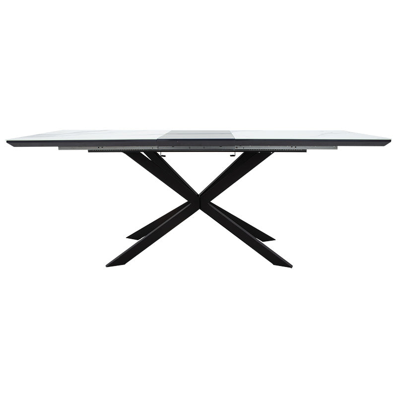 Τραπέζι επεκτεινόμενο Palan pakoworld sintered stone σε όψη μαρμάρου - μαύρο μέταλλο 160-200x80x77εκ