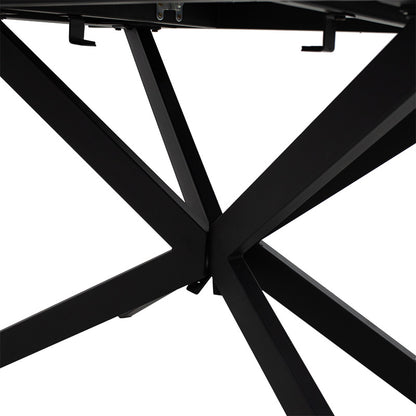 Τραπέζι επεκτεινόμενο Palan pakoworld sintered stone σε όψη μαρμάρου - μαύρο μέταλλο 160-200x80x77εκ