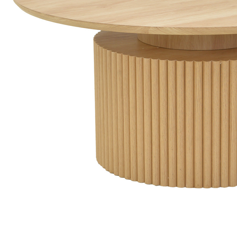 Τραπέζι σαλονιού Opols pakoworld mdf σε φυσική απόχρωση Φ90x42εκ