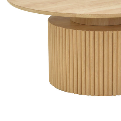 Τραπέζι σαλονιού Opols pakoworld mdf σε φυσική απόχρωση Φ90x42εκ