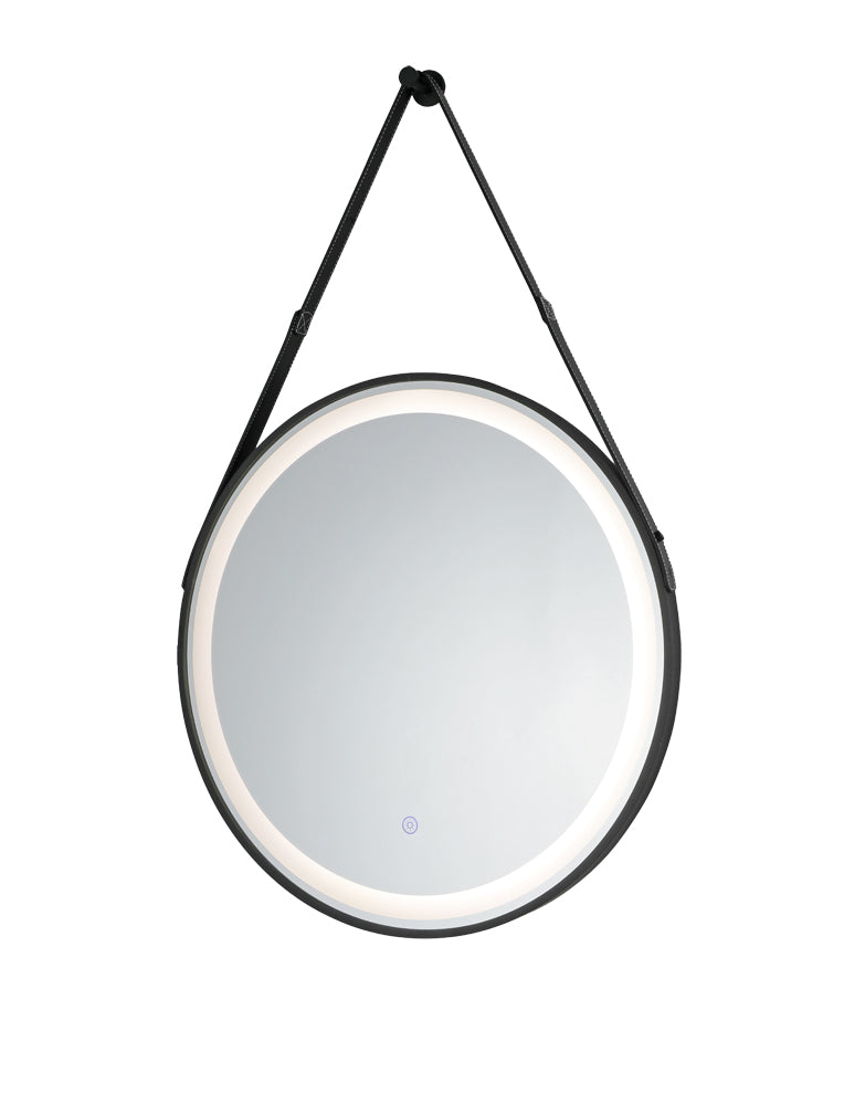 MIC-02 ΚΑΘΡΕΠΤΗΣ BK ΣΤΡΟΓΓΥΛΟΣ ΔΕΡΜΑΤΙΝΟ ΛΟΥΡΙ LED ΦΩΤΙΣΜΟΣ TOUCH