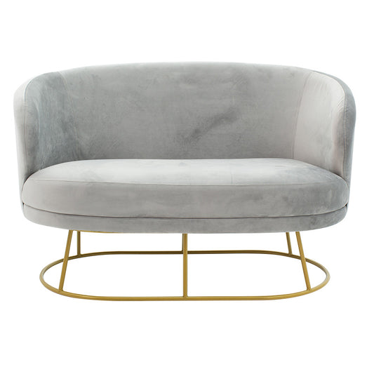 Καναπές 2θέσιος Rony pakoworld βελούδο γκρι-χρυσό 132x82x83εκ