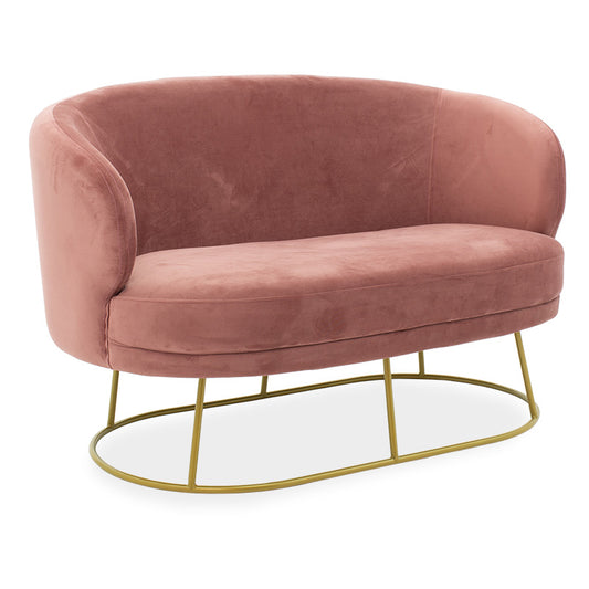 Καναπές 2θέσιος Rony pakoworld βελούδο σάπιο μήλο-χρυσό 132x82x83εκ