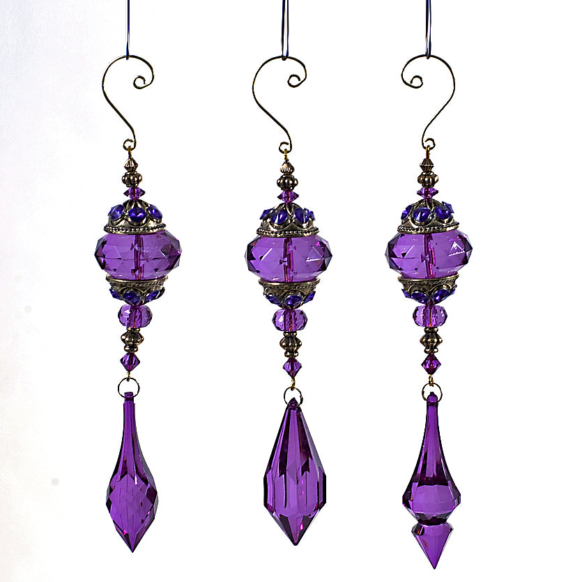 Χριστουγεννιάτικο Στολίδι με γαλη Πετρα Μωβ 3Σχ.