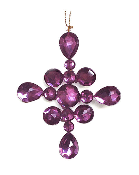 Χριστουγεννιάτικο Στολίδι Ακρυλικό Εντελβάις Πέτρες Μωβ