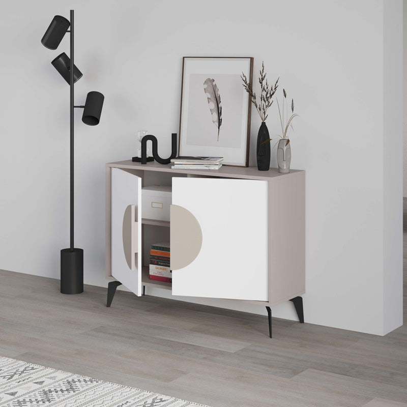 Μπουφές Gora pakoworld σε μόκα - λευκή απόχρωση 110x35.6x82εκ