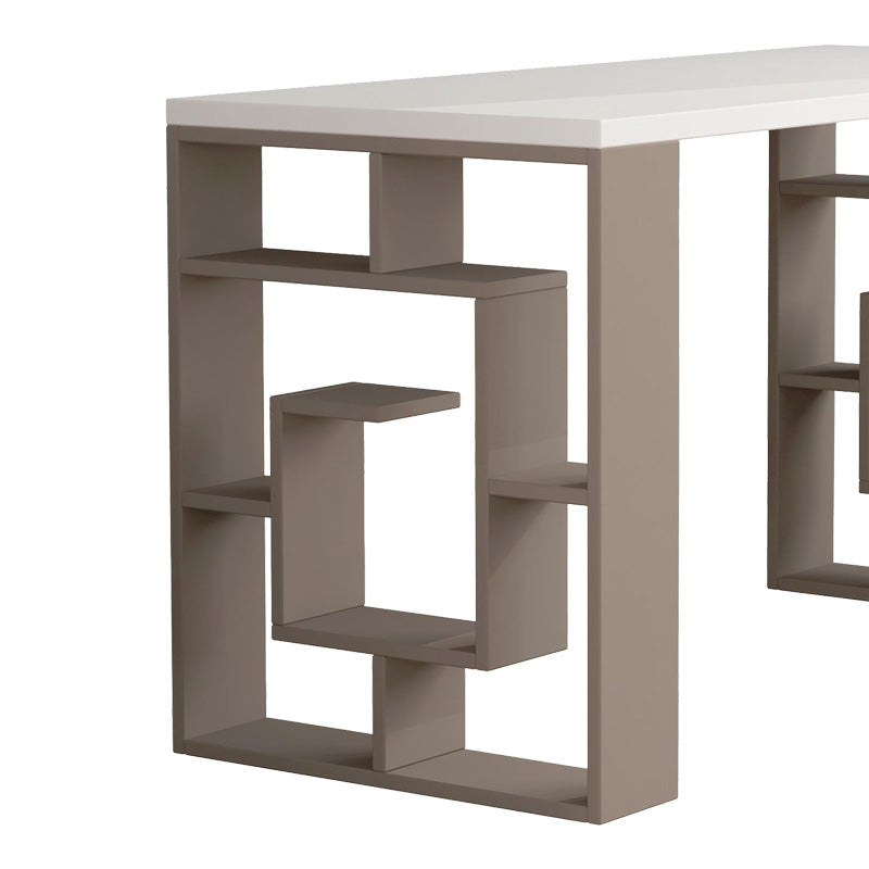 Γραφείο Labirent pakoworld χρώμα λευκό-μόκα 140x60x75εκ