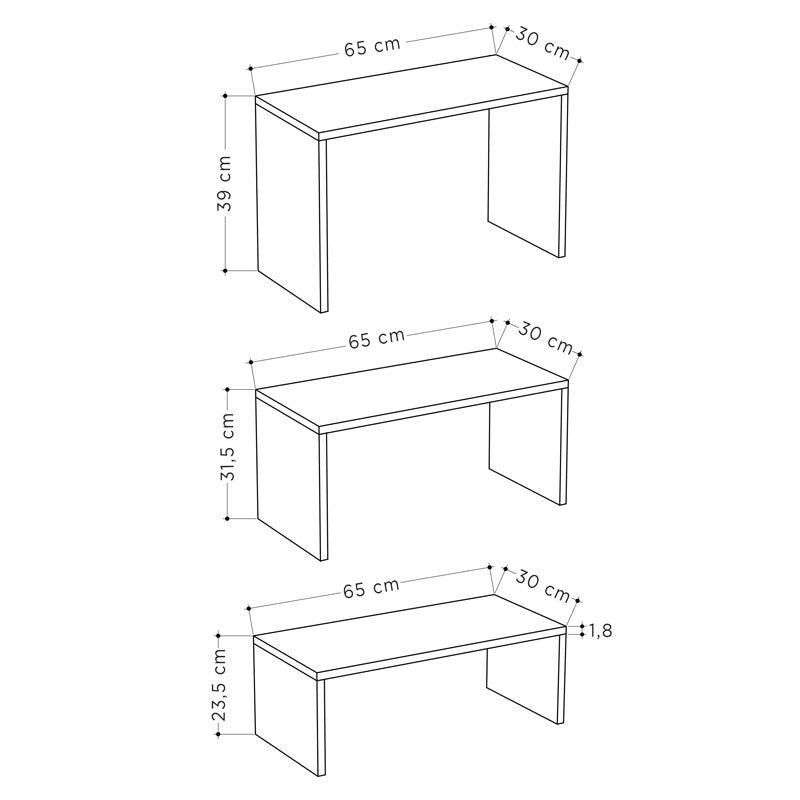 Τραπέζια σαλονιού Kantar pakoworld σετ 3τεμ σε ανθρακί - μόκα απόχρωση 65x30x39εκ