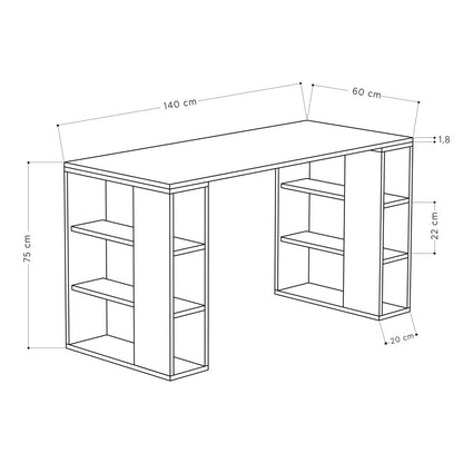 Γραφείο Colmar pakoworld σε λευκή-ανθρακί απόχρωση 140x60x75εκ