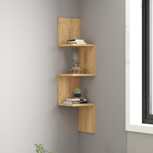 Ραφιέρα γωνιακή τοίχου Insta pakoworld σε oak απόχρωση 25x25x105,5εκ