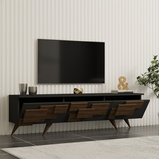 Έπιπλο τηλεόρασης Trida pakoworld καρυδί με ανθρακί 160x35x45εκ
