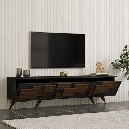 Έπιπλο τηλεόρασης Trida pakoworld καρυδί με ανθρακί 160x35x45εκ