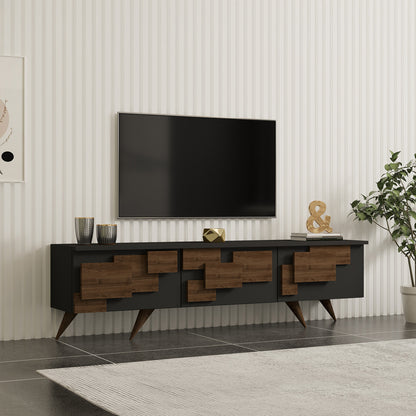 Έπιπλο τηλεόρασης Trida pakoworld καρυδί με ανθρακί 160x35x45εκ
