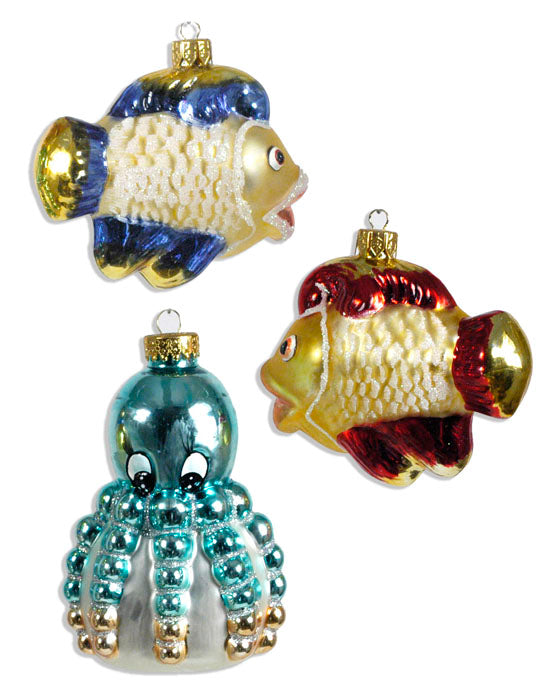 Χριστουγεννιάτικα Στολίδια Γυάλινα Ψαράκια 3 σχέδια