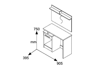 Τουαλέτα κρεβατοκάμαρας OLYMPUS pakoworld με καθρέπτη και σκαμπό χρώμα wenge