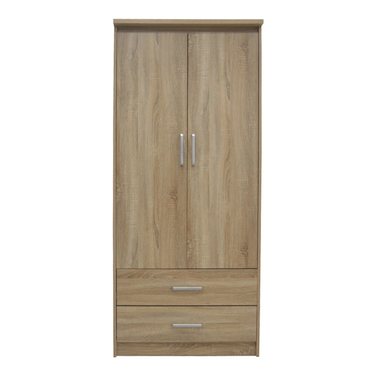 Ντουλάπα ρούχων δίφυλλη OLYMPUS pakoworld σε sonoma απόχρωση 81x57x183εκ