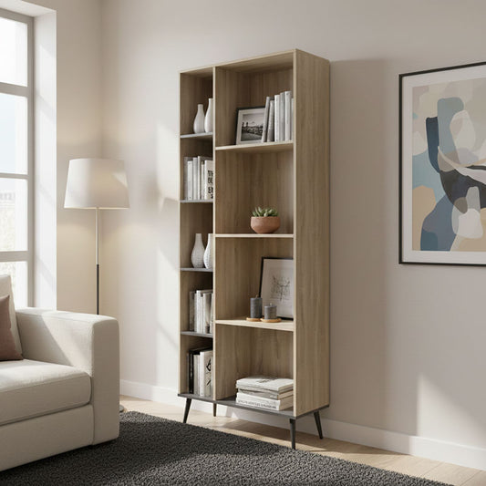Βιβλιοθήκη Zezan pakoworld σε sonoma-ανθρακί απόχρωση 76.5x30x200.5εκ