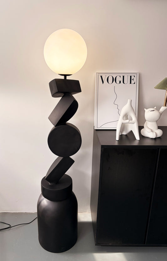 FLC 8038 BK ΔΑΠΕΔΟΥ ΜΑΥΡΟ ΑΚΡΥΛΙΚΟ+ΡΗΤΙΝΗ ΓΕΩΜΕΤΡΙΚΑ ΣΧΗΜΑΤΑ ΚΑΙ ΜΠΑΛΑ ΓΥΑΛΙΝΗ 1ΧΕ27