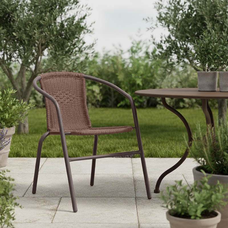 Πολυθρόνα Obbi pakoworld μέταλλο-pe καφέ 53x59x72εκ