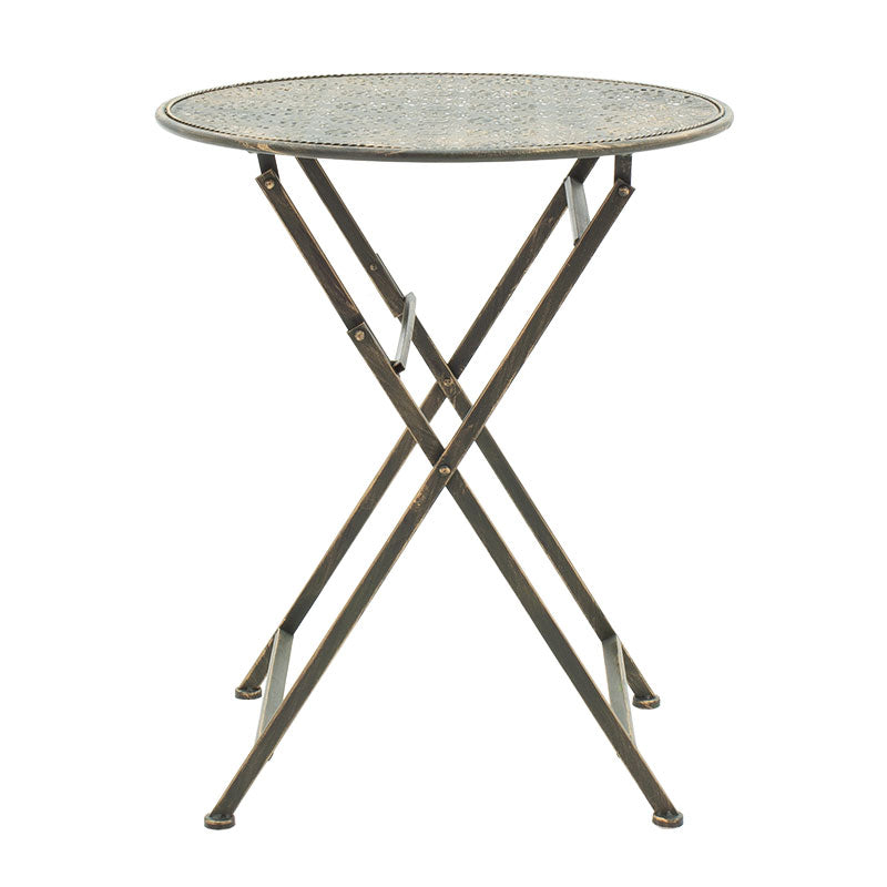 Τραπεζαρία Drill pakoworld σετ 3τεμ μέταλλο χρώμα χαλκού antique