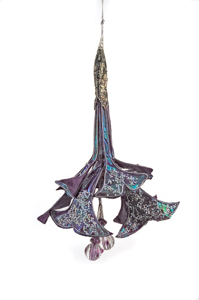 Διακοσμητικο υφασμάτινο κρεμαστό λουλούδι σατέν μπλέ, 35cm