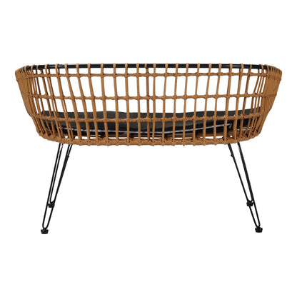 Καναπές 2θέσιος Naoki pakoworld μέταλλο μαύρο-pe φυσικό 120x55x79εκ