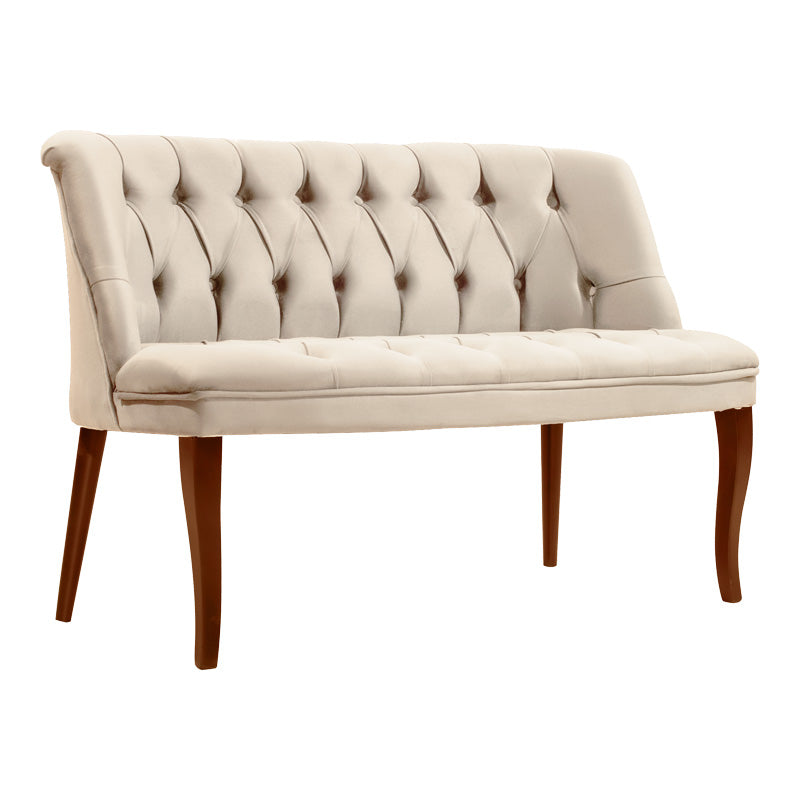 Καναπές Loreta pakoworld 2θέσιος βελούδο μπεζ -καρυδί πόδια 118x55x78εκ