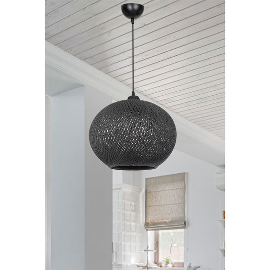Φωτιστικό οροφής μονόφωτο Leshia pakoworld Ε27 μαύρο Φ38x38εκ