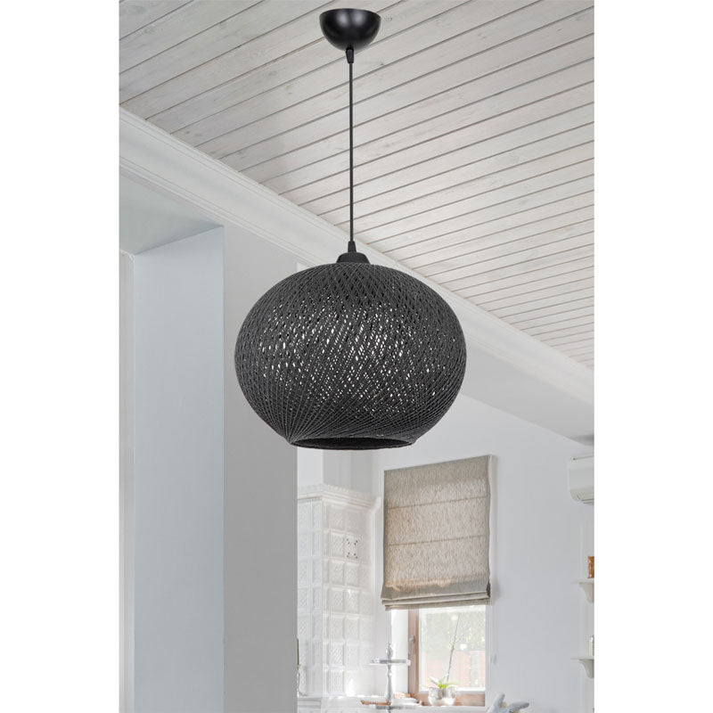 Φωτιστικό οροφής μονόφωτο Leshia pakoworld Ε27 μαύρο Φ38x38εκ