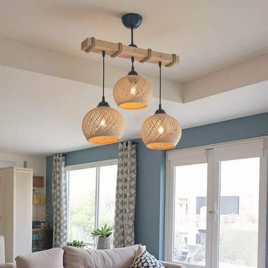 Φωτιστικό οροφής τρίφωτο Fiona pakoworld Ε27 κρεμ-φυσικό 50x20x63εκ