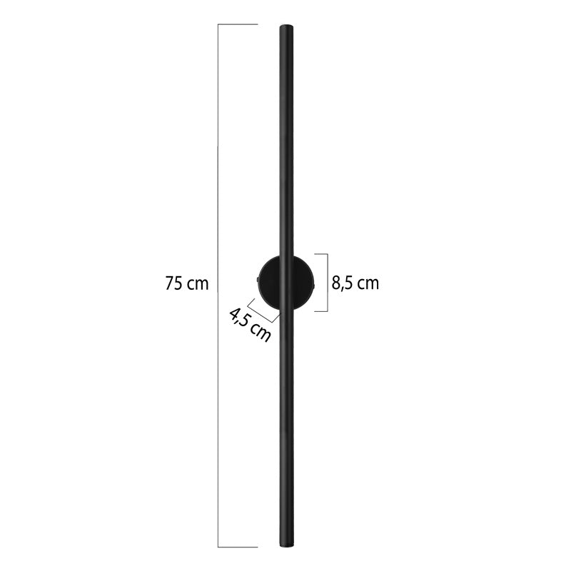 Φωτιστικό τοίχου-απλίκα Tisenio pakoworld Led μαύρο 75x6x6εκ