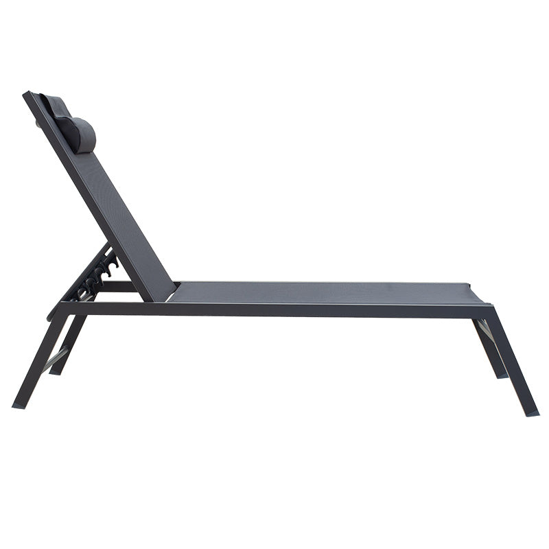 Ξαπλώστρα Kiara pakoworld αλουμίνιο-textilene ανθρακί στοιβαζόμενη