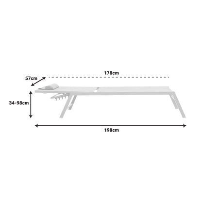 Ξαπλώστρα Kiara pakoworld αλουμίνιο λευκό-textilene μπεζ