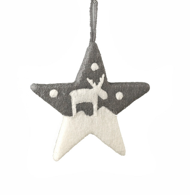 Χριστουγεννιάτικο Μάλλινο Αστέρι Λευκό/Γκρι 13cm