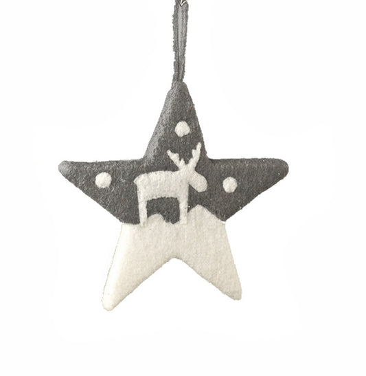 Χριστουγεννιάτικο Μάλλινο Αστέρι Λευκό/Γκρι 13cm