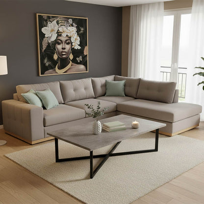 Γωνιακός καναπές αριστερή γωνία Boston pakoworld ύφασμα elephant-ciel 280x225x90εκ