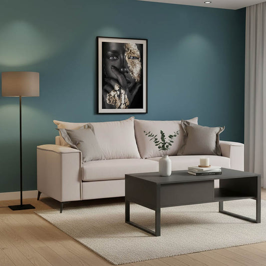 Καναπές Verona 3θέσιος cream - μαξιλάρια mocha 225x93x100εκ