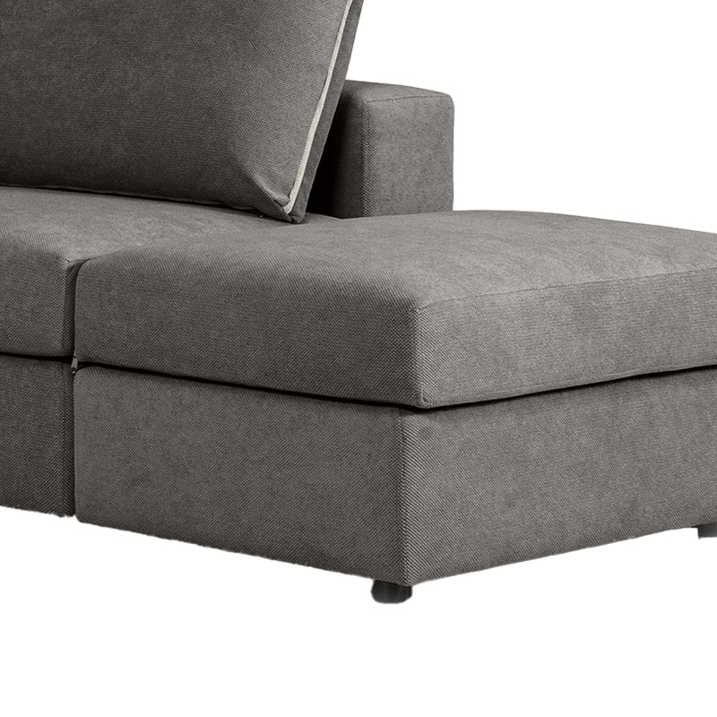 Πολυμορφικός-αναστρέψιμος καναπές London pakoworld ποντικί χρώμα ύφασμα με μαξιλάρια σε απόχρωση ανο