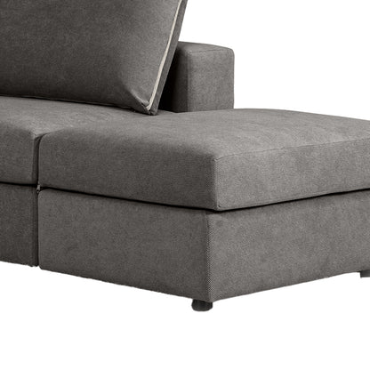 Πολυμορφικός-αναστρέψιμος καναπές London pakoworld ποντικί χρώμα ύφασμα με μαξιλάρια σε απόχρωση ανο