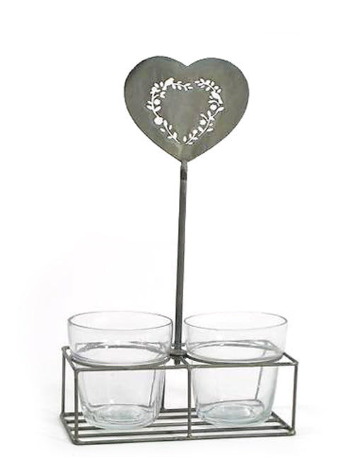 Vintage Κηροπήγιο Χ2 Ρεσότ με Καρδιά