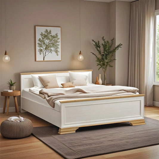 Κρεβάτι Jaden pakoworld golden oak-λευκό antique 160x200εκ