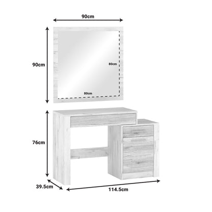 Τουαλέτα-καθρέπτης Neruda pakoworld λευκό antique-oak 114,5x39,5x76εκ