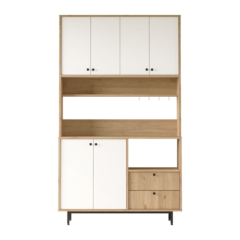 Ντουλάπια κουζίνας Kaylor pakoworld μαύρο μέταλλο και μελαμίνη σε φυσική-λευκή απόχρωση 120x35.5x205