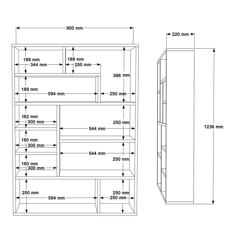 Βιβλιοθήκη Decora pakoworld σε φυσικό-λευκό απόχρωση 90x22x123.6εκ