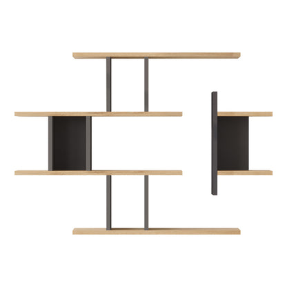 Ραφιέρα τοίχου Ledia pakoworld oak με ανθρακί 110,6x14,5x78εκ