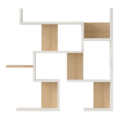 Ραφιέρα τοίχου Maze pakoworld λευκό με oak 93,3x14,5x90εκ